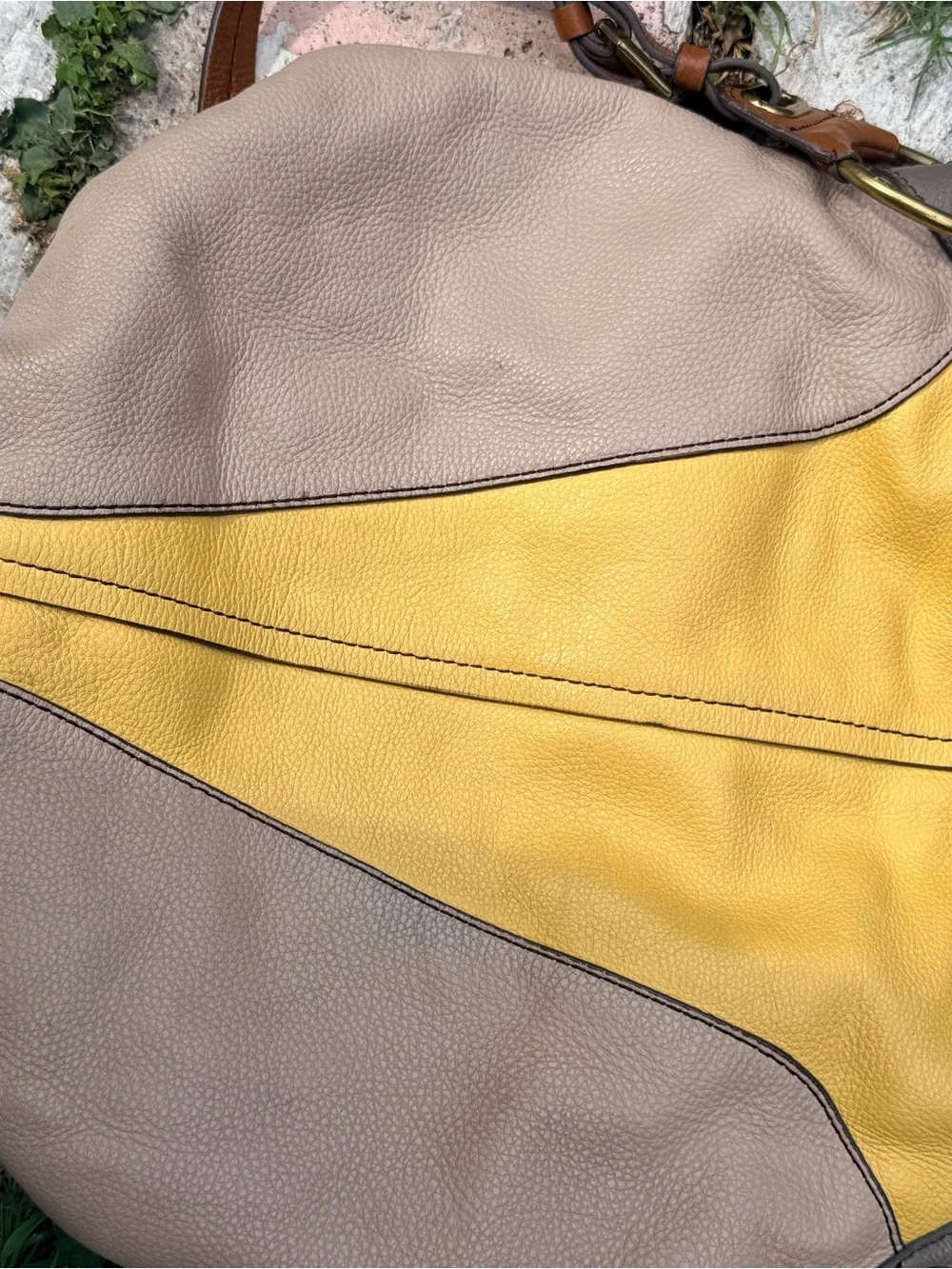 Oryany‎ Colorblock Leather Handbag Designer Neutral Chic Tote Satchel